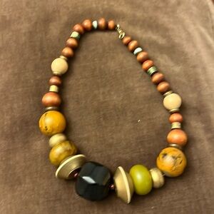 Vintage 80s Chunky Textured Wooden Necklace